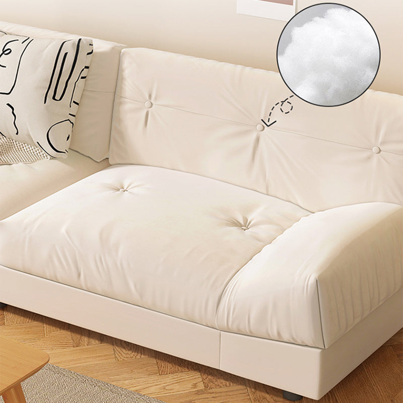 Modern Style Fabric Sofa in Off-White Living Room Square Arm Sofa Clearhalo 'furn' 'furn_sofas' 'Furniture' 'Living Room Furniture' 'Sofa' 'sofas' 6984441
