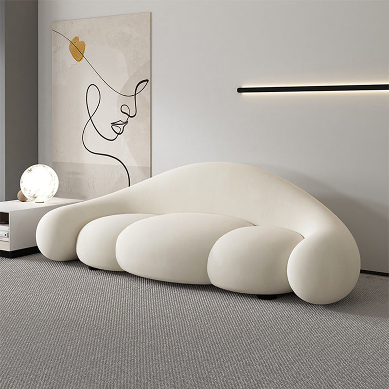 現代的な白い座席クッションリビングルームの湾曲したセッティー