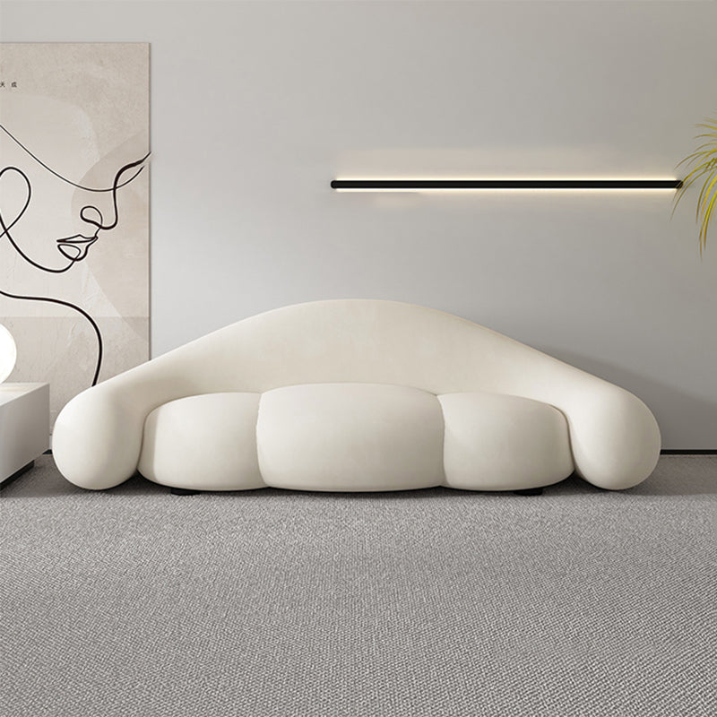 現代的な白い座席クッションリビングルームの湾曲したセッティー