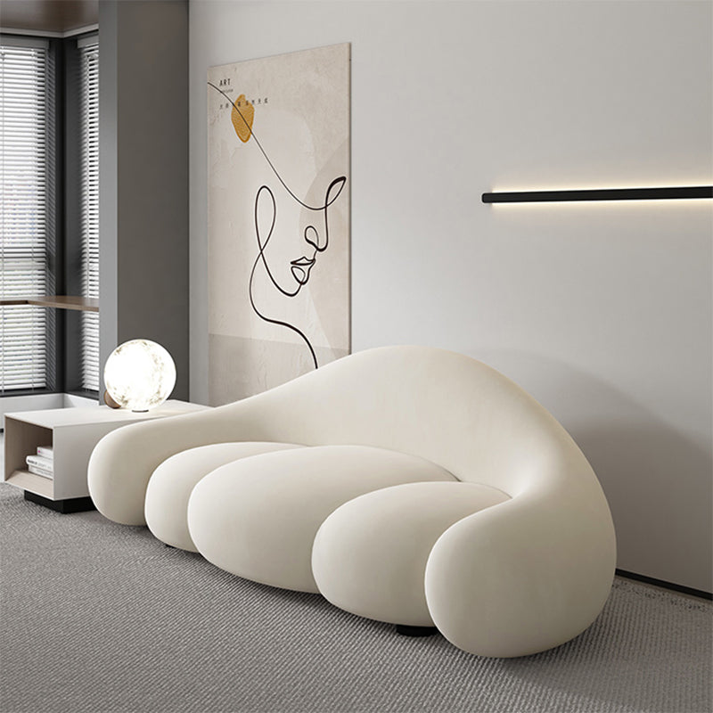 現代的な白い座席クッションリビングルームの湾曲したセッティー