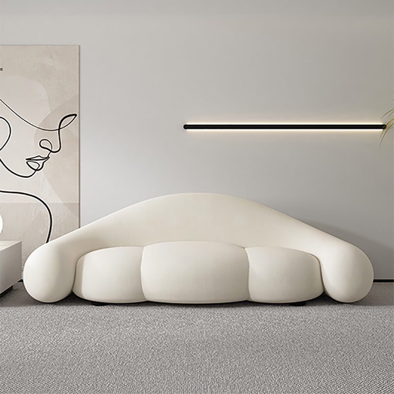 現代的な白い座席クッションリビングルームの湾曲したセッティー