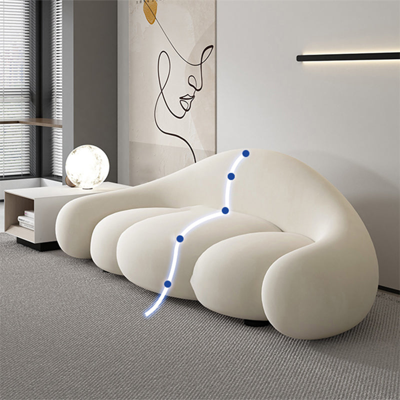 現代的な白い座席クッションリビングルームの湾曲したセッティー