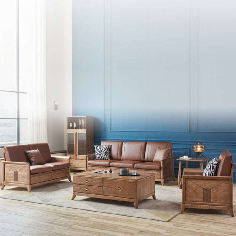 Country/Farmhouse Cuscini marroni scuri a base di salotto del braccio svasato