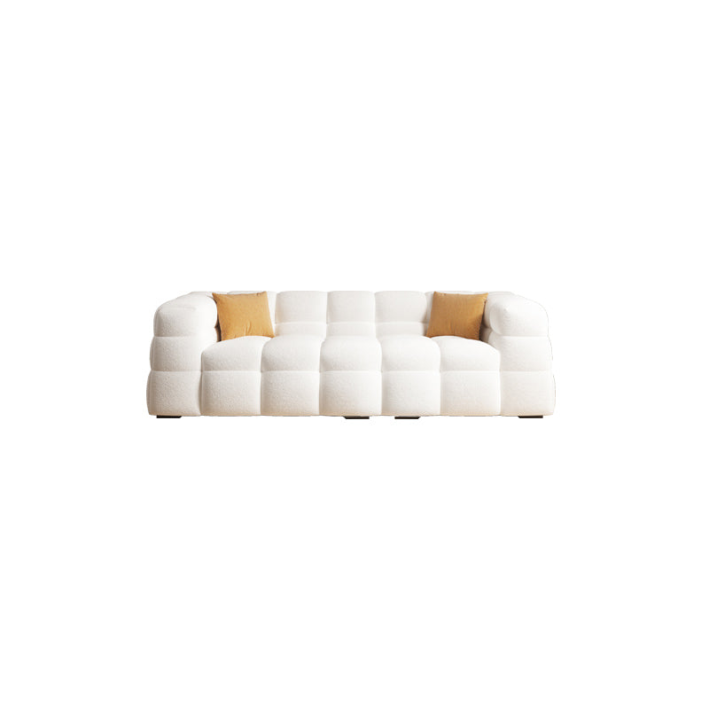 Scandinavian Biscuit Back White Tuxedo Arm Living Room Seating 82.7"L x 41.3"W x 28.3"H Clearhalo 'furn' 'furn_sofas' 'Furniture' 'Living Room Furniture' 'Sofa' 'sofas' 6984478