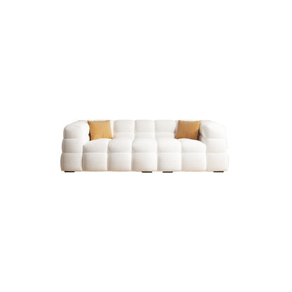 Scandinavian Biscuit Back White Tuxedo Arm Living Room Seating 82.7"L x 41.3"W x 28.3"H Clearhalo 'furn' 'furn_sofas' 'Furniture' 'Living Room Furniture' 'Sofa' 'sofas' 6984478