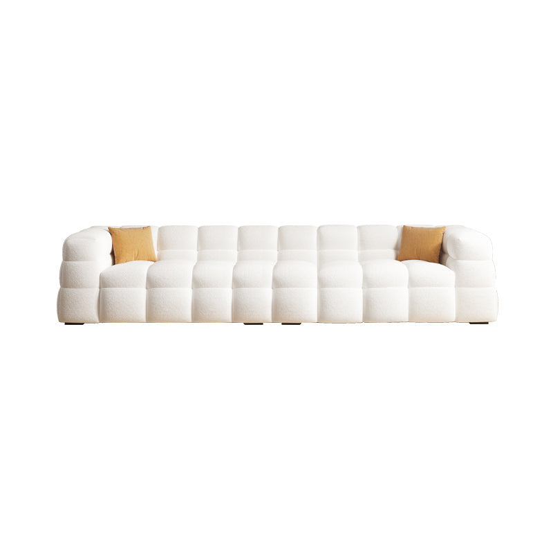 Scandinavian Biscuit Back White Tuxedo Arm Living Room Seating 118"L x 41"W x 28"H Clearhalo 'furn' 'furn_sofas' 'Furniture' 'Living Room Furniture' 'Sofa' 'sofas' 6984479