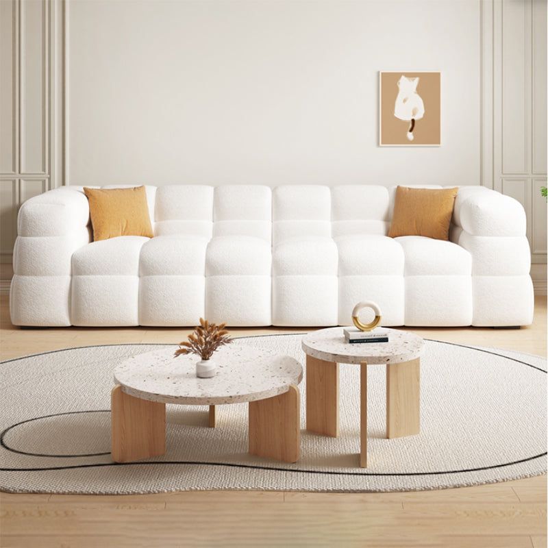Scandinavian Biscuit Back White Tuxedo Arm Living Room Seating Clearhalo 'furn' 'furn_sofas' 'Furniture' 'Living Room Furniture' 'Sofa' 'sofas' 6984482