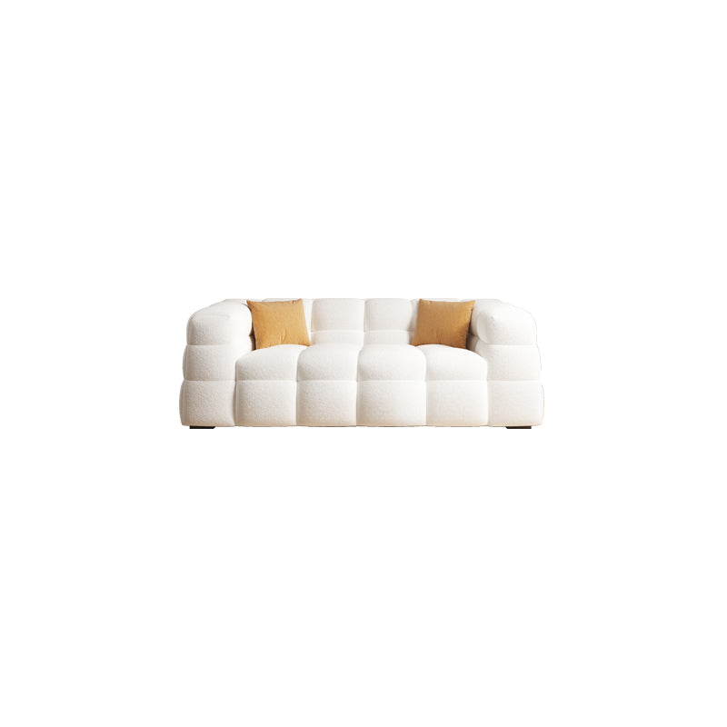 Scandinavian Biscuit Back White Tuxedo Arm Living Room Seating 130"L x 41"W x 28"H Clearhalo 'furn' 'furn_sofas' 'Furniture' 'Living Room Furniture' 'Sofa' 'sofas' 6984483