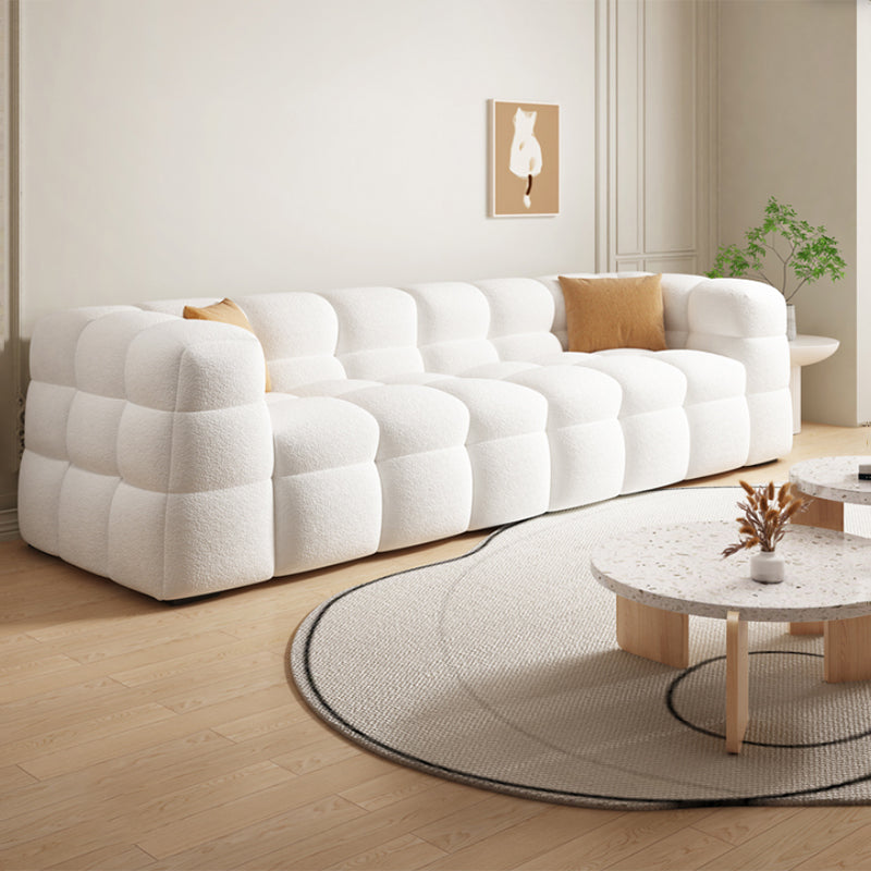 Scandinavian Biscuit Back White Tuxedo Arm Living Room Seating Clearhalo 'furn' 'furn_sofas' 'Furniture' 'Living Room Furniture' 'Sofa' 'sofas' 6984484
