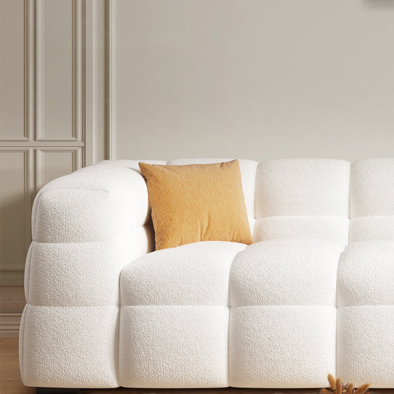 Scandinavian Biscuit Back White Tuxedo Arm Living Room Seating Clearhalo 'furn' 'furn_sofas' 'Furniture' 'Living Room Furniture' 'Sofa' 'sofas' 6984487