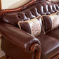 Sofá de cuero genuino Sofá con brazo enrollado con retroceso en marrón
