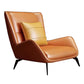 Modern Pillow Back Chair Genuine Leather Upholstered ArmChair in Orange