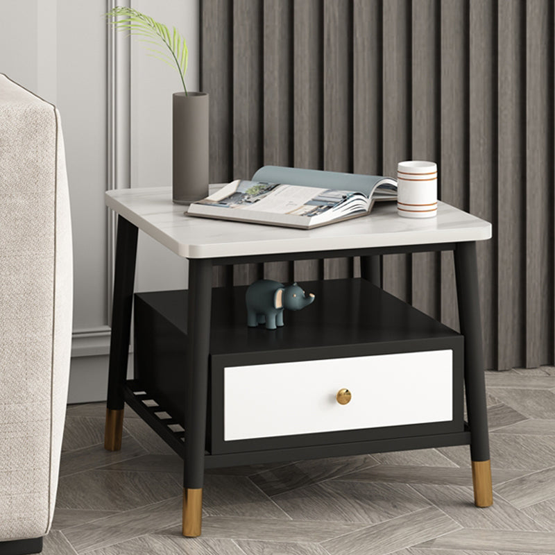 4 Legs Metal End Table Luxurious Stone Top Side End Snack Table Clearhalo 'Coffee & Accent Tables' 'End & Side Tables' 'end_side_tables' 'furn' 'furn_end_side_tables' 'Furniture' 'Living Room Furniture' 6984595