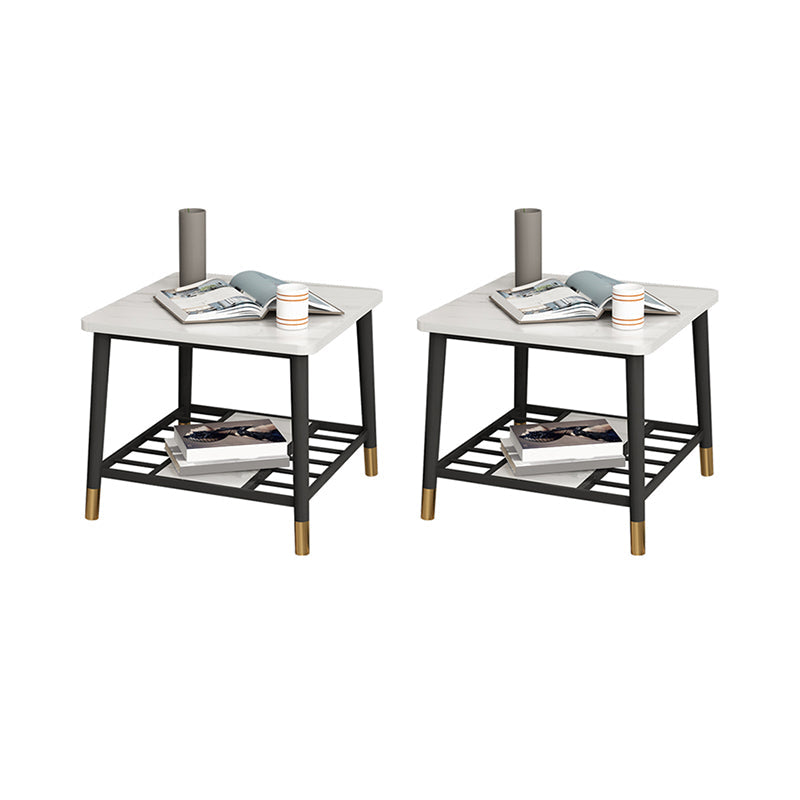 4 Legs Metal End Table Luxurious Stone Top Side End Snack Table Black 2 Clearhalo 'Coffee & Accent Tables' 'End & Side Tables' 'end_side_tables' 'furn' 'furn_end_side_tables' 'Furniture' 'Living Room Furniture' 6984596