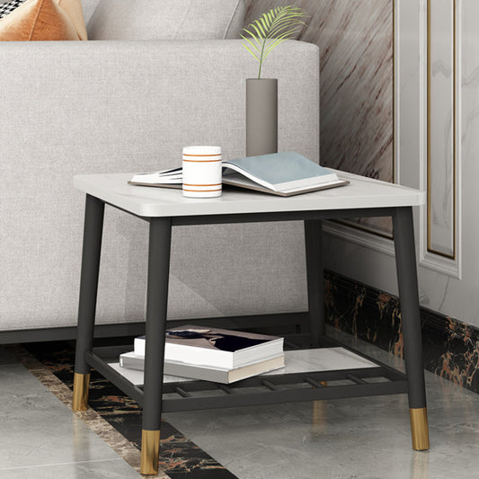 4 Legs Metal End Table Luxurious Stone Top Side End Snack Table Clearhalo 'Coffee & Accent Tables' 'End & Side Tables' 'end_side_tables' 'furn' 'furn_end_side_tables' 'Furniture' 'Living Room Furniture' 6984606