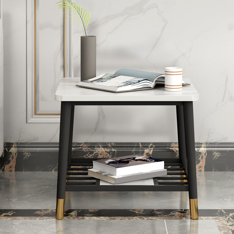 4 Legs Metal End Table Luxurious Stone Top Side End Snack Table Clearhalo 'Coffee & Accent Tables' 'End & Side Tables' 'end_side_tables' 'furn' 'furn_end_side_tables' 'Furniture' 'Living Room Furniture' 6984607
