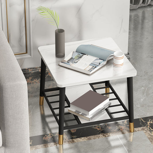 4 Legs Metal End Table Luxurious Stone Top Side End Snack Table Clearhalo 'Coffee & Accent Tables' 'End & Side Tables' 'end_side_tables' 'furn' 'furn_end_side_tables' 'Furniture' 'Living Room Furniture' 6984608