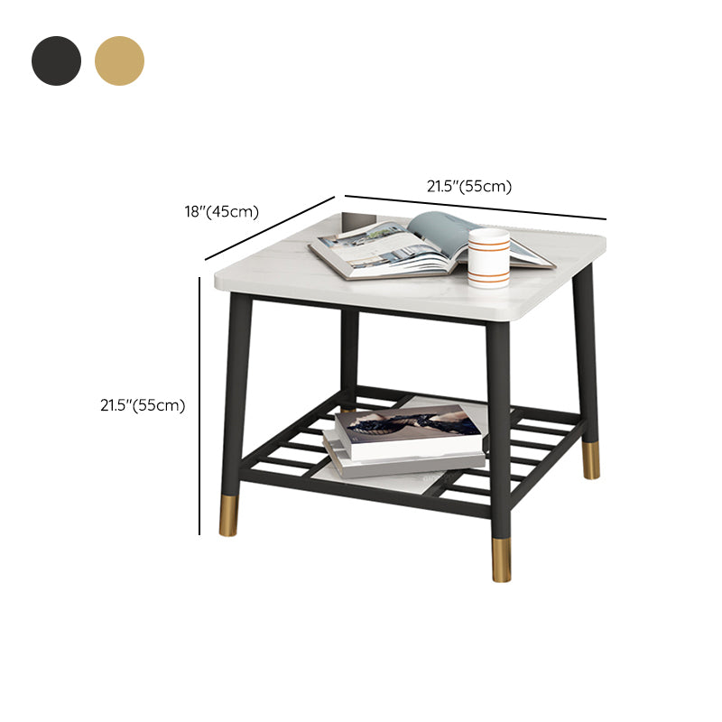 4 Legs Metal End Table Luxurious Stone Top Side End Snack Table Clearhalo 'Coffee & Accent Tables' 'End & Side Tables' 'end_side_tables' 'furn' 'furn_end_side_tables' 'Furniture' 'Living Room Furniture' 6984609