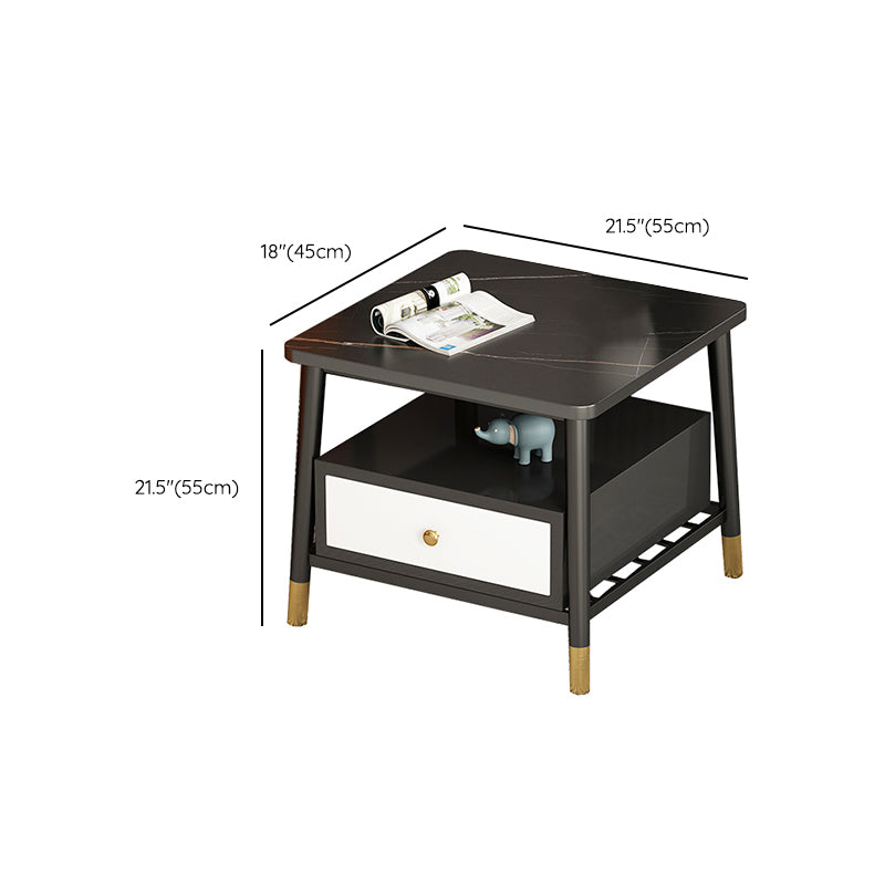 4 Legs Metal End Table Luxurious Stone Top Side End Snack Table Clearhalo 'Coffee & Accent Tables' 'End & Side Tables' 'end_side_tables' 'furn' 'furn_end_side_tables' 'Furniture' 'Living Room Furniture' 6984610