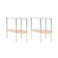 Modern Glass 2-shelf Side Table 4 Legs Sofa Side Accent Table