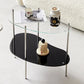Modern Glass 2-shelf Side Table 4 Legs Sofa Side Accent Table