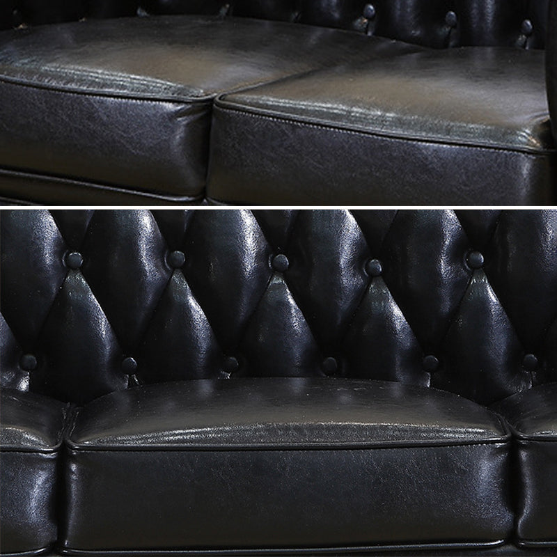 伝統的なリビングルームブラックタフトロールアーム標準座席