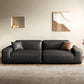 Industrial Black Genuine Leather Cushions Square Arm Living Room Settee