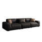 Industrial Black Genuine Leather Cushions Square Arm Living Room Settee