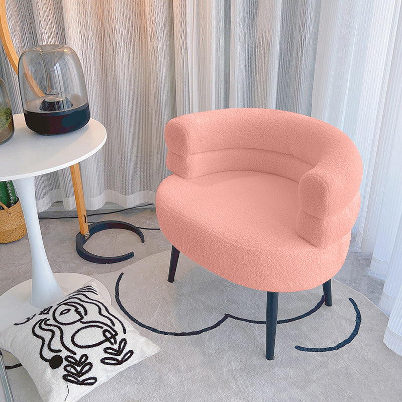 Sewn Pillow Back Chair Solid Color Upholstered Recessed Arms Chair Pink 1 Piece Clearhalo 'Accent Chairs' 'accent_chairs' 'Chairs & Seating' 'furn' 'furn_accent_chairs' 'Furniture' 'Living Room Furniture' 6984753