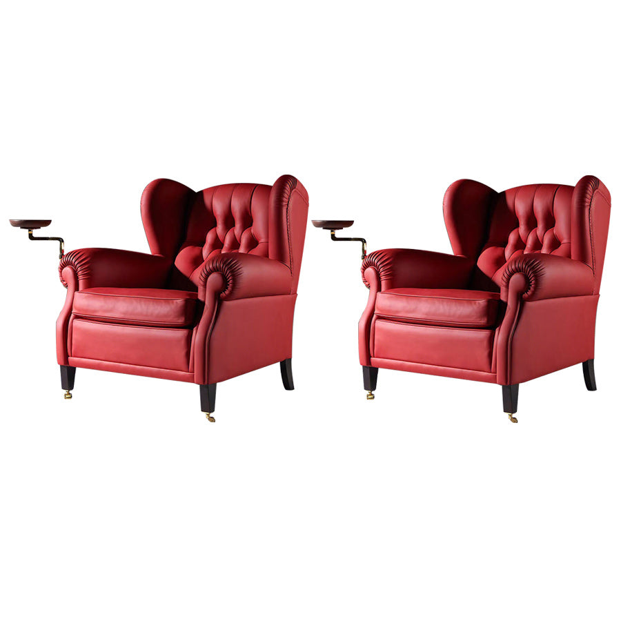 Glam Tufted Back Arm Chair Solid Color Rolled Arms Armchair for Living Room Red 2 Piece Set Clearhalo 'Accent Chairs' 'accent_chairs' 'Chairs & Seating' 'furn' 'furn_accent_chairs' 'Furniture' 'Living Room Furniture' 6984915