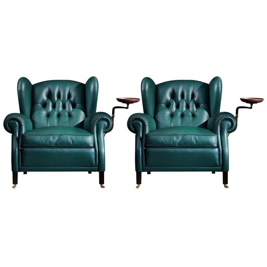 Glam Tufted Back Arm Chair Solid Color Rolled Arms Armchair for Living Room Green 2 Piece Set Clearhalo 'Accent Chairs' 'accent_chairs' 'Chairs & Seating' 'furn' 'furn_accent_chairs' 'Furniture' 'Living Room Furniture' 6984917