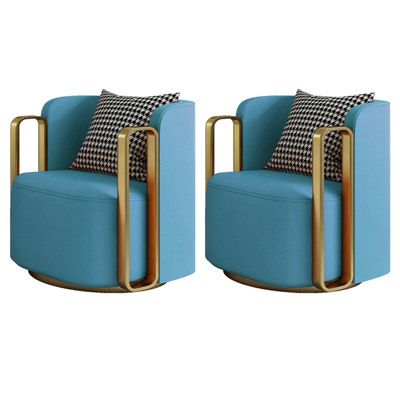 Glam Square Arms Armchair Solid Color Arms Included Armchair for Living Room Light Blue Microfiber Leather 2 Piece Set Clearhalo 'Accent Chairs' 'accent_chairs' 'Chairs & Seating' 'furn' 'furn_accent_chairs' 'Furniture' 'Living Room Furniture' 6984926