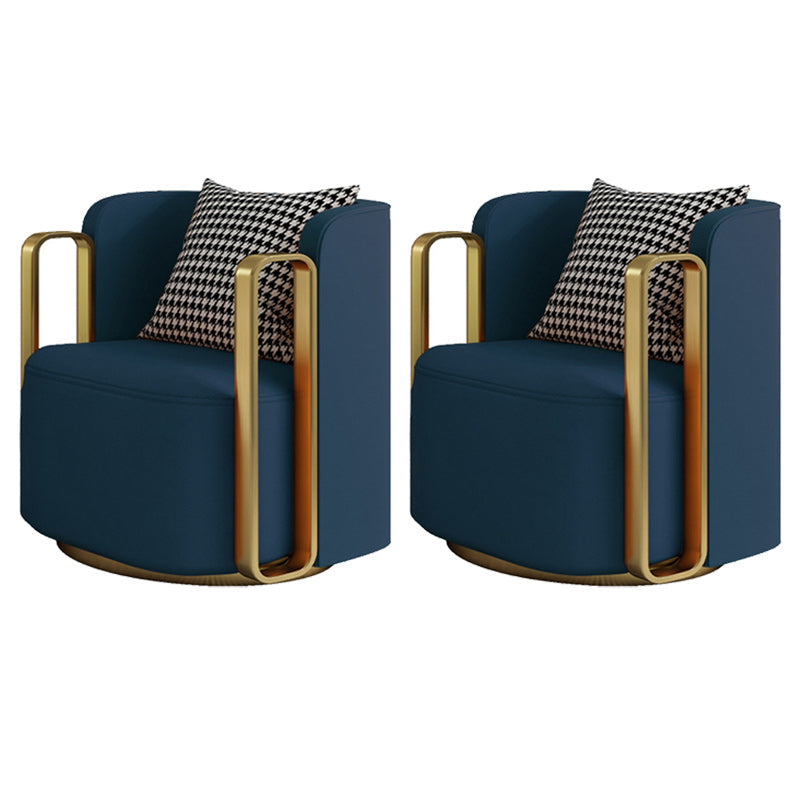 Glam Square Arms Armchair Solid Color Arms Included Armchair for Living Room Dark Blue Microfiber Leather 2 Piece Set Clearhalo 'Accent Chairs' 'accent_chairs' 'Chairs & Seating' 'furn' 'furn_accent_chairs' 'Furniture' 'Living Room Furniture' 6984927