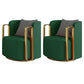 Glam Square Arms Armchair Solid Color Arms Included Armchair for Living Room Blackish Green Microfiber Leather 2 Piece Set Clearhalo 'Accent Chairs' 'accent_chairs' 'Chairs & Seating' 'furn' 'furn_accent_chairs' 'Furniture' 'Living Room Furniture' 6984929