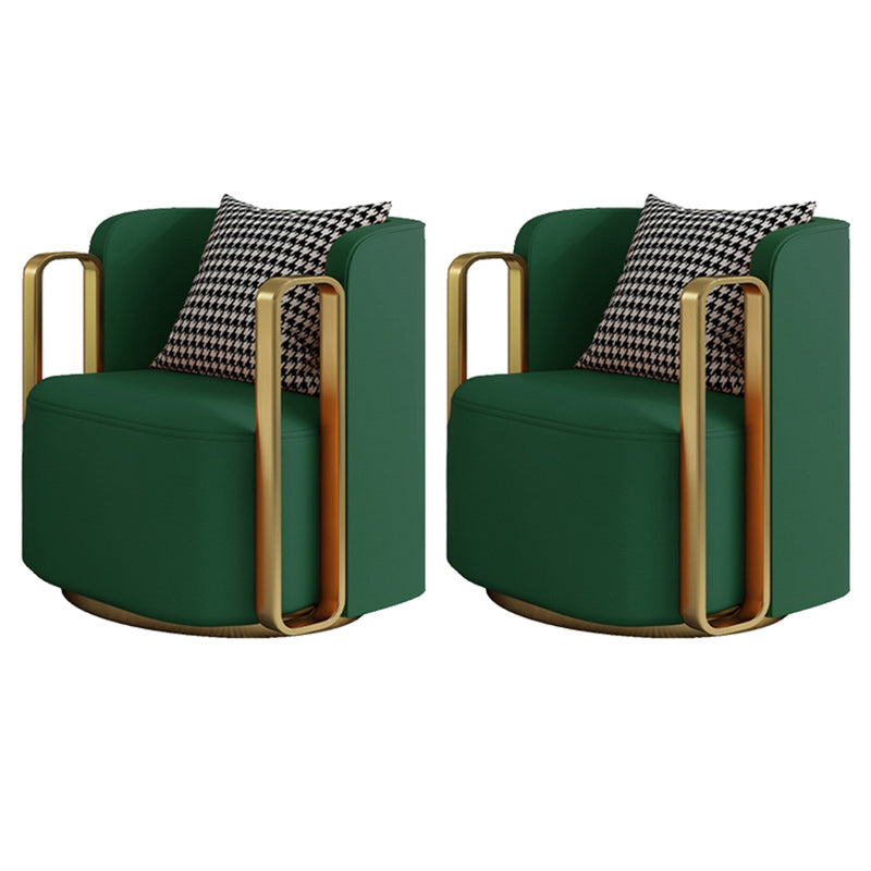 Glam Square Arms Armchair Solid Color Arms Included Armchair for Living Room Blackish Green Microfiber Leather 2 Piece Set Clearhalo 'Accent Chairs' 'accent_chairs' 'Chairs & Seating' 'furn' 'furn_accent_chairs' 'Furniture' 'Living Room Furniture' 6984929