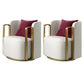 Glam Square Arms Armchair Solid Color Arms Included Armchair for Living Room Off-White Microfiber Leather 2 Piece Set Clearhalo 'Accent Chairs' 'accent_chairs' 'Chairs & Seating' 'furn' 'furn_accent_chairs' 'Furniture' 'Living Room Furniture' 6984931