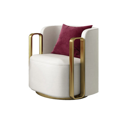 Glam Square Arms Armchair Solid Color Arms Included Armchair for Living Room Off-White Microfiber Leather 1 Piece Clearhalo 'Accent Chairs' 'accent_chairs' 'Chairs & Seating' 'furn' 'furn_accent_chairs' 'Furniture' 'Living Room Furniture' 6984939
