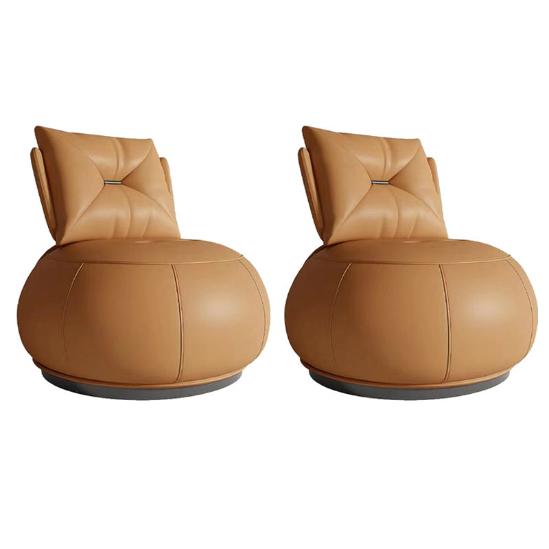 Solid Color Lounge Chair Living Room Round Base Side Fixed Back Chair Orange 2 Piece Set Clearhalo 'Accent Chairs' 'accent_chairs' 'Chairs & Seating' 'furn' 'furn_accent_chairs' 'Furniture' 'Living Room Furniture' 6984946