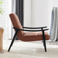 Solid Color Wooden Lounge Chair Genuine Leather Bedroom Side Chair
