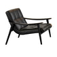 Solid Color Wooden Lounge Chair Genuine Leather Bedroom Side Chair