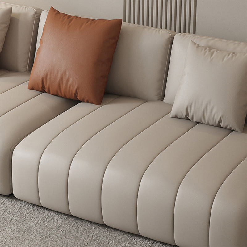 Zeitgenössischer echtes Leder weiße Kissen Quadrat Arm Sästee