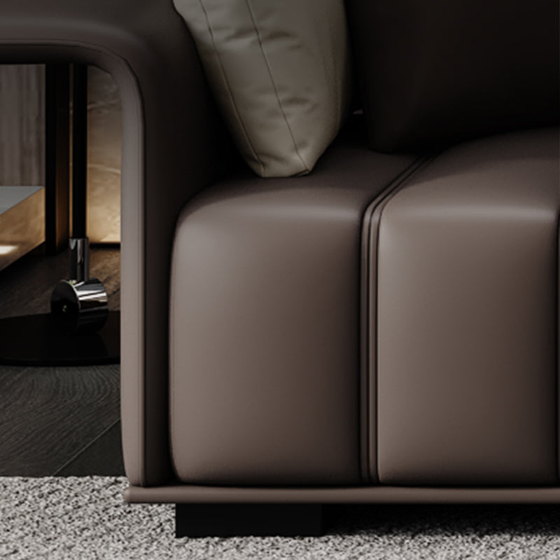 Contemporary Sofa Faux Leather Tufted Off-White Convertible Sofa for Living Room Clearhalo 'furn' 'furn_sofas' 'Furniture' 'Living Room Furniture' 'Sofa' 'sofas' 6985044