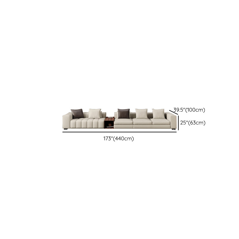 Contemporary Sofa Faux Leather Tufted Off-White Convertible Sofa for Living Room Clearhalo 'furn' 'furn_sofas' 'Furniture' 'Living Room Furniture' 'Sofa' 'sofas' 6985053