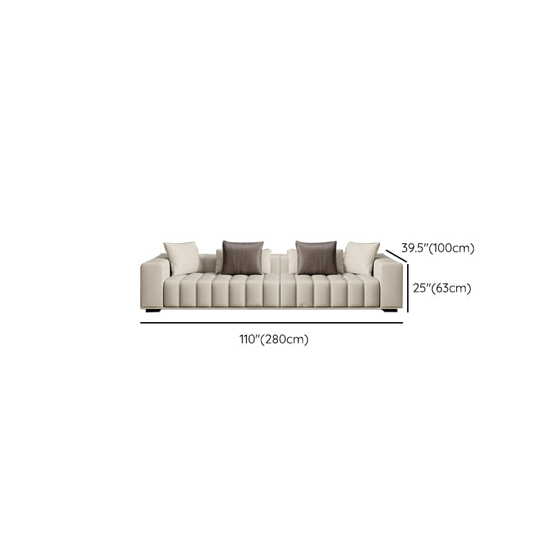 Contemporary Sofa Faux Leather Tufted Off-White Convertible Sofa for Living Room Clearhalo 'furn' 'furn_sofas' 'Furniture' 'Living Room Furniture' 'Sofa' 'sofas' 6985054