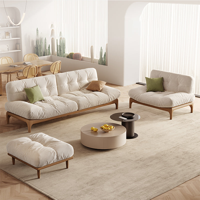 Tropical White Tufted Armless Living Room Faux Leather Seating Clearhalo 'furn' 'furn_sofas' 'Furniture' 'Living Room Furniture' 'Sofa' 'sofas' 6985100