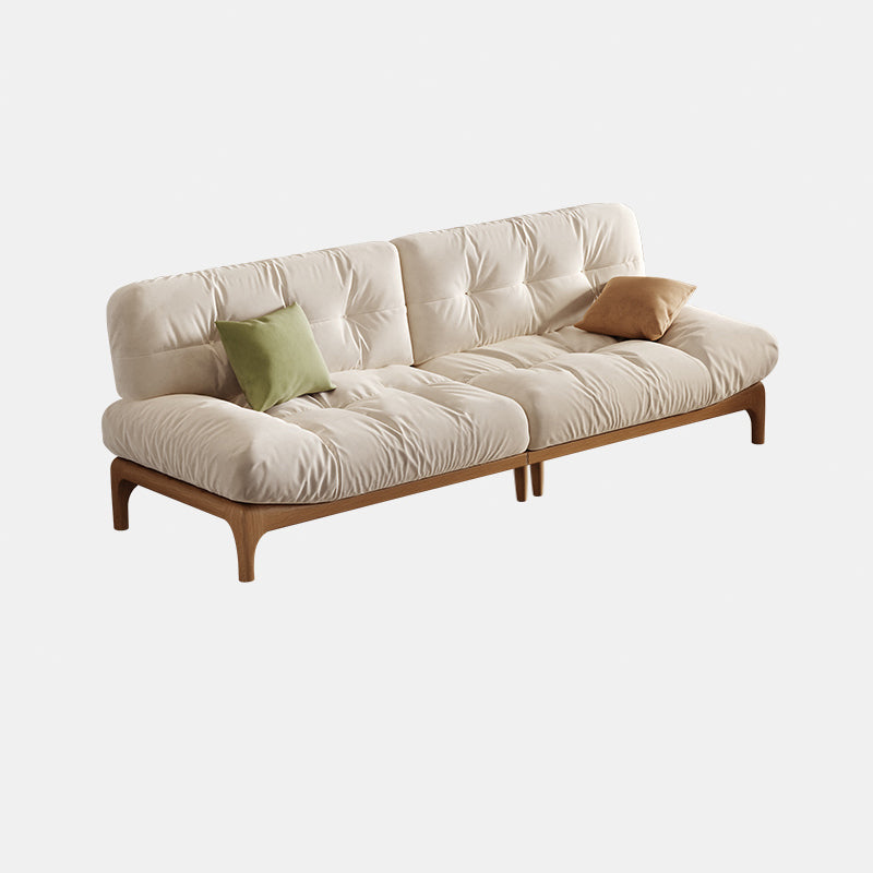 Tropical White Tufted Armless Living Room Faux Leather Seating 4-Seater Sofa Clearhalo 'furn' 'furn_sofas' 'Furniture' 'Living Room Furniture' 'Sofa' 'sofas' 6985101