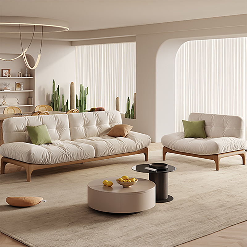 Tropical White Tufted Armless Living Room Faux Leather Seating Clearhalo 'furn' 'furn_sofas' 'Furniture' 'Living Room Furniture' 'Sofa' 'sofas' 6985102