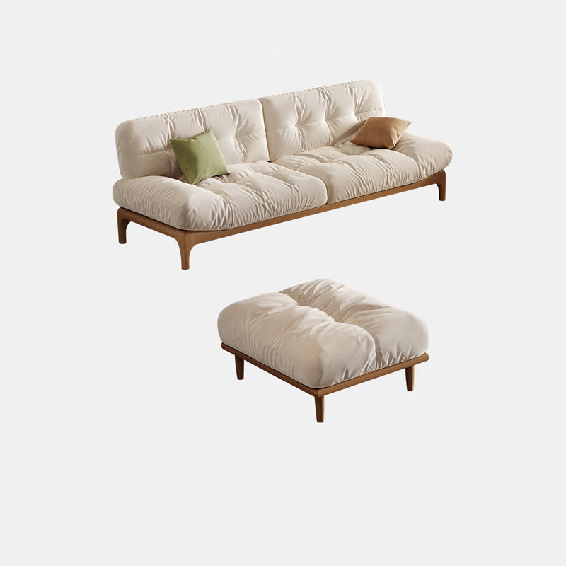 Tropical White Tufted Armless Living Room Faux Leather Seating 3-Seater Sofa with Ottoman Clearhalo 'furn' 'furn_sofas' 'Furniture' 'Living Room Furniture' 'Sofa' 'sofas' 6985103
