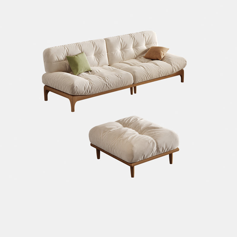 Tropical White Tufted Armless Living Room Faux Leather Seating Oversized 3-Seater Sofa with Ottoman Clearhalo 'furn' 'furn_sofas' 'Furniture' 'Living Room Furniture' 'Sofa' 'sofas' 6985113
