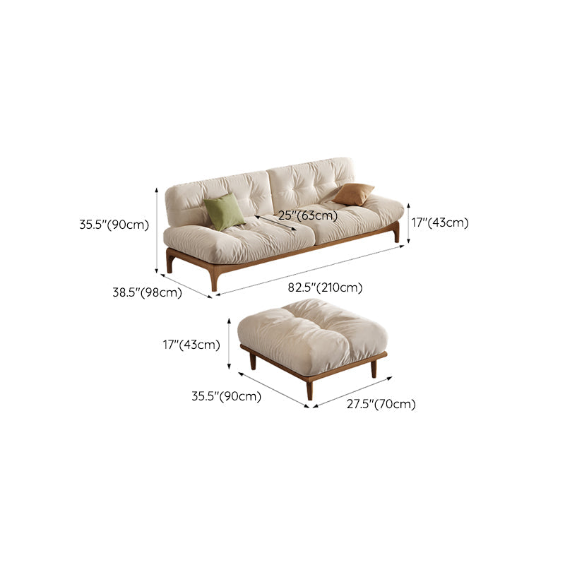 Tropical White Tufted Armless Living Room Faux Leather Seating Clearhalo 'furn' 'furn_sofas' 'Furniture' 'Living Room Furniture' 'Sofa' 'sofas' 6985117